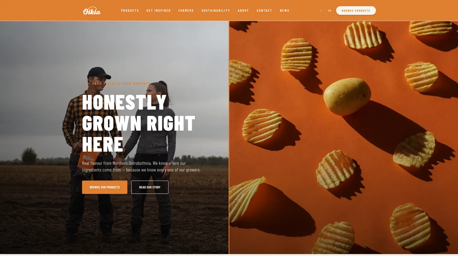 Oikia snack brand launch site built by Priimo